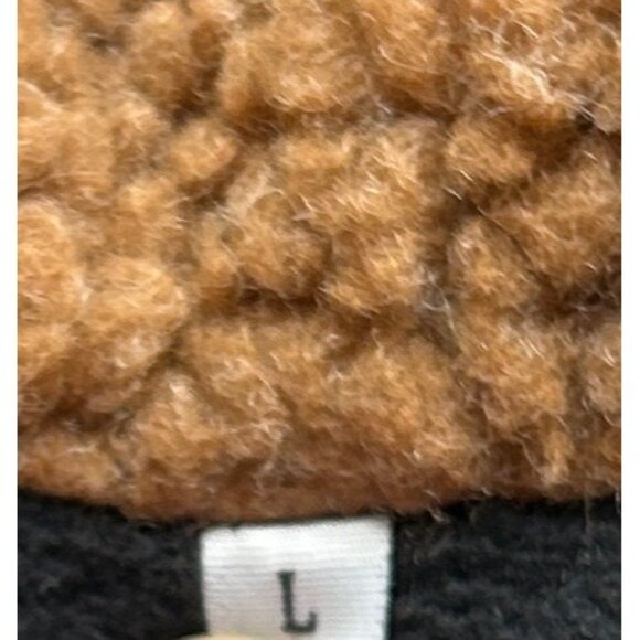 Sherpa Aviator Jacket Womens Large Faux Leather Black Brown Teddy Collar Fall - Picture 6 of 7